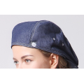 Beret de algodão denim com etiqueta tecida